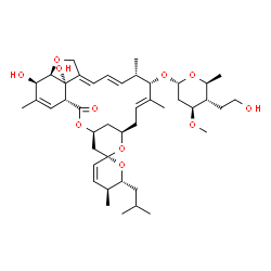 ChemSpider 2D Image | (1'R,2S,4'S,5S,6R,8'R,10'E,12'S,13'S,14'E,16'E,20'R,21'R,24'S)-21',24'-Dihydroxy-6-isobutyl-5,11',13',22'-tetramethyl-2'-oxo-5,6-dihydrospiro[pyran-2,6'-[3,7,19]trioxatetracyclo[15.6.1.1~4,8~.0~20,24~
]pentacosa[10,14,16,22]tetraen]-12'-yl (5S)-2,4-dideoxy-4-(2-hydroxyethyl)-5-methyl-3-O-methyl-alpha-L-threo-pentopyranoside | C43H64O11