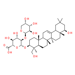 ChemSpider 2D Image | (3beta,9xi,18xi,22beta)-22,24-Dihydroxyolean-12-en-3-yl 2-O-beta-L-arabinopyranosyl-beta-D-glucopyranosiduronic acid | C41H66O13