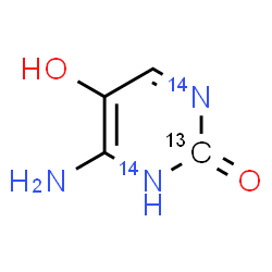 ChemSpider 2D Image | 6-Amino-5-hydroxy-2(1H)-(2-~13~C,~14~N_2_)pyrimidinone | C313CH5N14N2O2