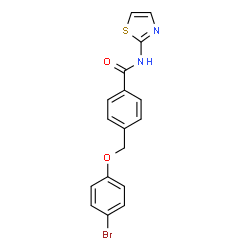 ChemSpider 2D Image | 4-[(4-Bromophenoxy)methyl]-N-(1,3-thiazol-2-yl)benzamide | C17H13BrN2O2S