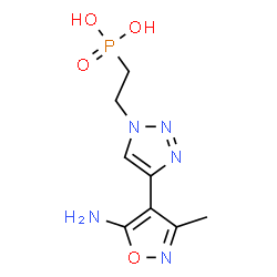 ChemSpider 2D Image | {2-[4-(5-Amino-3-methyl-1,2-oxazol-4-yl)-1H-1,2,3-triazol-1-yl]ethyl}phosphonic acid | C8H12N5O4P