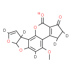 ChemSpider 2D Image | 4-Methoxy(2,3,5,8,9a-~2~H_5_)-2,3,6a,9a-tetrahydrocyclopenta[c]furo[3',2':4,5]furo[2,3-h]chromene-1,11-(11-~18~O)dione | C17H7D5O518O
