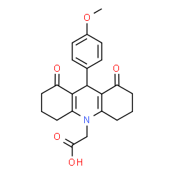 ChemSpider 2D Image | 2-[9-(4-methoxyphenyl)-1,8-dioxo-3,4,5,6,7,9-hexahydro-2H-acridin-10-yl]acetic acid | C22H23NO5