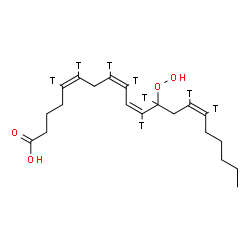 ChemSpider 2D Image | (5Z,8Z,10E,14Z)-12-Hydroperoxy(5,6,8,9,11,12,14,15-~3~H_8_)-5,8,10,14-icosatetraenoic acid | C20H24T8O4
