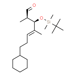 ChemSpider 2D Image | (2S,3R,4E)-7-Cyclohexyl-3-{[dimethyl(2-methyl-2-propanyl)silyl]oxy}-2,4-dimethyl-4-heptenal | C21H40O2Si