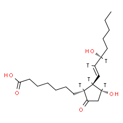 ChemSpider 2D Image | (8beta,11beta,13Z,15R)-11,15-Dihydroxy-9-oxo(8,11,12,14,15-~3~H_5_)prost-13-en-1-oic acid | C20H29T5O5