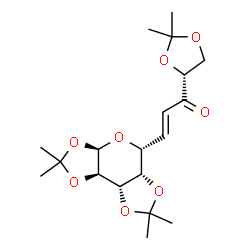 ChemSpider 2D Image | (2E)-1-[(4R)-2,2-Dimethyl-1,3-dioxolan-4-yl]-3-[(3aR,5R,5aS,8aS,8bR)-2,2,7,7-tetramethyltetrahydro-3aH-bis[1,3]dioxolo[4,5-b:4',5'-d]pyran-5-yl]-2-propen-1-one | C19H28O8