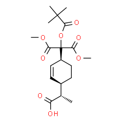 ChemSpider 2D Image | (2S)-2-[(1R,4S)-4-{2-[(2,2-Dimethylpropanoyl)oxy]-1,3-dimethoxy-1,3-dioxo-2-propanyl}-2-cyclohexen-1-yl]propanoic acid | C19H28O8