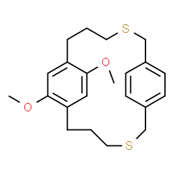 ChemSpider 2D Image | 8,21-Dimethoxy-3,14-dithiatricyclo[14.2.2.2~7,10~]docosa-1(18),7,9,16,19,21-hexaene | C22H28O2S2