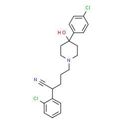ChemSpider 2D Image | 2-(2-Chlorophenyl)-5-[4-(4-chlorophenyl)-4-hydroxy-1-piperidinyl]pentanenitrile | C22H24Cl2N2O