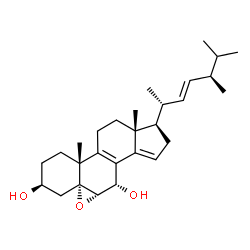ChemSpider 2D Image | (3beta,5alpha,6alpha,7alpha,22E)-5,6-Epoxyergosta-8,14,22-triene-3,7-diol | C28H42O3