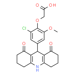 ChemSpider 2D Image | [2-Chloro-4-(1,8-dioxo-1,2,3,4,5,6,7,8,9,10-decahydro-9-acridinyl)-6-methoxyphenoxy]acetic acid | C22H22ClNO6