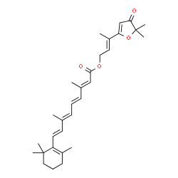 ChemSpider 2D Image | O~15~-[(2E)-3-(5,5-Dimethyl-4-oxo-4,5-dihydro-2-furanyl)-2-buten-1-yl]retinoic acid | C30H40O4