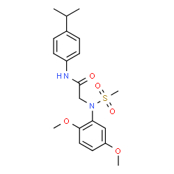 ChemSpider 2D Image | N~2~-(2,5-Dimethoxyphenyl)-N-(4-isopropylphenyl)-N~2~-(methylsulfonyl)glycinamide | C20H26N2O5S