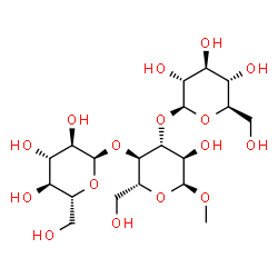 ChemSpider 2D Image | Methyl alpha-D-glucopyranosyl-(1->4)-[beta-D-glucopyranosyl-(1->3)]-alpha-D-glucopyranoside | C19H34O16