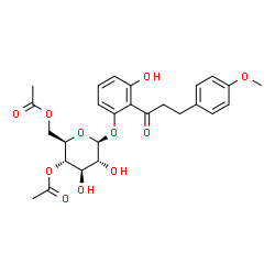 ChemSpider 2D Image | 3-Hydroxy-2-[3-(4-methoxyphenyl)propanoyl]phenyl 4,6-di-O-acetyl-beta-D-glucopyranoside | C26H30O11