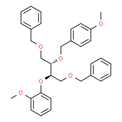 ChemSpider 2D Image | 1-({(2R,3S)-1,4-Bis(benzyloxy)-3-[(4-methoxybenzyl)oxy]-2-butanyl}oxy)-2-methoxybenzene | C33H36O6