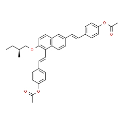 ChemSpider 2D Image | {2-[(2S)-2-Methylbutoxy]-1,6-naphthalenediyl}bis[(E)-2,1-ethenediyl-4,1-phenylene] diacetate | C35H34O5