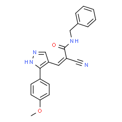 ChemSpider 2D Image | (2Z)-N-Benzyl-2-cyano-3-[3-(4-methoxyphenyl)-1H-pyrazol-4-yl]acrylamide | C21H18N4O2