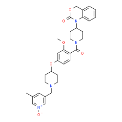 ChemSpider 2D Image | 1-{1-[2-Methoxy-4-({1-[(5-methyl-1-oxido-3-pyridinyl)methyl]-4-piperidinyl}oxy)benzoyl]-4-piperidinyl}-1,4-dihydro-2H-3,1-benzoxazin-2-one | C33H38N4O6