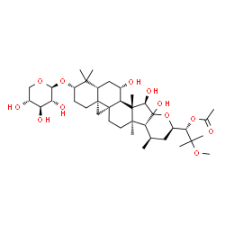 ChemSpider 2D Image | (3beta,7beta,9beta,15alpha,23R,24S)-7,15,16-Trihydroxy-25-methoxy-3-(beta-D-xylopyranosyloxy)-16,23-epoxy-9,19-cyclolanostan-24-yl acetate | C38H62O12