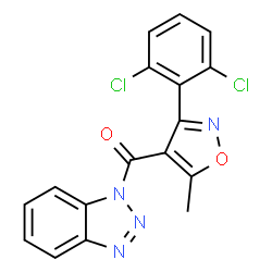 ChemSpider 2D Image | Benzotriazol-1-yl-[3-(2,6-dichloro-phenyl)-5-methyl-isoxazol-4-yl]-methanone | C17H10Cl2N4O2