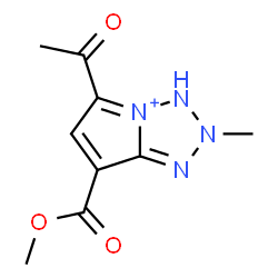 ChemSpider 2D Image | 5-Acetyl-7-(methoxycarbonyl)-2-methyl-2,3-dihydropyrrolo[1,2-d]tetrazol-4-ium | C9H11N4O3
