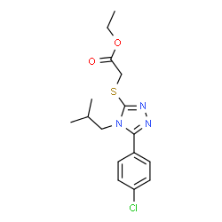 ChemSpider 2D Image | Ethyl {[5-(4-chlorophenyl)-4-isobutyl-4H-1,2,4-triazol-3-yl]sulfanyl}acetate | C16H20ClN3O2S
