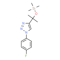 ChemSpider 2D Image | 1-(4-Fluorophenyl)-4-{2-[(trimethylsilyl)oxy]-2-propanyl}-1H-1,2,3-triazole | C14H20FN3OSi