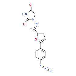 ChemSpider 2D Image | 1-[(Z)-{[5-(4-Azidophenyl)-2-furyl](~3~H)methylene}amino]-2,4-imidazolidinedione | C14H9TN6O3