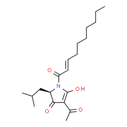 ChemSpider 2D Image | (2R)-4-Acetyl-1-[(2E)-2-decenoyl]-5-hydroxy-2-isobutyl-1,2-dihydro-3H-pyrrol-3-one | C20H31NO4