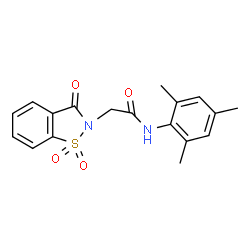 ChemSpider 2D Image | 2-(1,1-Dioxido-3-oxo-1,2-benzothiazol-2(3H)-yl)-N-mesitylacetamide | C18H18N2O4S