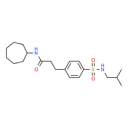 ChemSpider 2D Image | N-Cycloheptyl-3-[4-(isobutylsulfamoyl)phenyl]propanamide | C20H32N2O3S