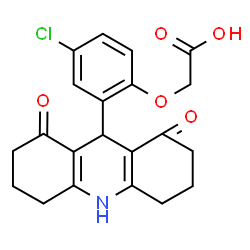 ChemSpider 2D Image | [4-Chloro-2-(1,8-dioxo-1,2,3,4,5,6,7,8,9,10-decahydro-9-acridinyl)phenoxy]acetic acid | C21H20ClNO5