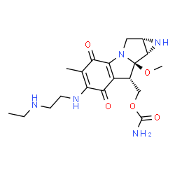 ChemSpider 2D Image | [(1aS,8S,8aR,8bS)-6-{[2-(Ethylamino)ethyl]amino}-8a-methoxy-5-methyl-4,7-dioxo-1,1a,2,4,7,8,8a,8b-octahydroazireno[2',3':3,4]pyrrolo[1,2-a]indol-8-yl]methyl carbamate | C19H27N5O5