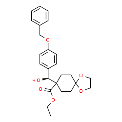 ChemSpider 2D Image | Ethyl 8-[(S)-[4-(benzyloxy)phenyl](hydroxy)methyl]-1,4-dioxaspiro[4.5]decane-8-carboxylate | C25H30O6