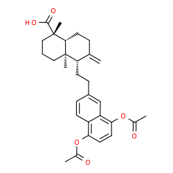 ChemSpider 2D Image | (1S,4aR,5S,8aR)-5-[2-(5,8-Diacetoxy-2-naphthyl)ethyl]-1,4a-dimethyl-6-methylenedecahydro-1-naphthalenecarboxylic acid | C30H36O6