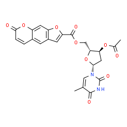ChemSpider 2D Image | 3'-O-Acetyl-5'-O-[(7-oxo-7H-furo[3,2-g]chromen-2-yl)carbonyl]thymidine | C24H20N2O10