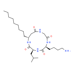 ChemSpider 2D Image | (3S,6S,13R)-6-(4-Aminobutyl)-3-isobutyl-13-nonyl-1,4,7,10-tetraazacyclotridecane-2,5,8,11-tetrone | C26H49N5O4