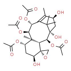 ChemSpider 2D Image | (2alpha,4alpha,5alpha,7beta,9alpha,10beta,13alpha)-1,5,13-Trihydroxy-4,20-epoxytax-11-ene-2,7,9,10-tetrayl tetraacetate | C28H40O12