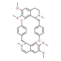 ChemSpider 2D Image | (11R,26R)-4,5,19,20-Tetramethoxy-10,25-dimethyl-2,17-dioxa-10,25-diazaheptacyclo[26.2.2.2~13,16~.1~3,7~.1~18,22~.0~11,36~.0~26,33~]hexatriaconta-1(30),3(36),4,6,8,13,15,18(33),19,21,28,31,34-tridecaen
e | C38H40N2O6