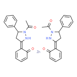 ChemSpider 2D Image | (6Z)-6-(1-Acetyl-5-phenyl-3-pyrazolidinylidene)-2,4-cyclohexadien-1-one - zinc (2:1) | C34H32N4O4Zn