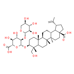ChemSpider 2D Image | (3beta,5xi,18xi)-23,28-Dihydroxy-28-oxolup-20(29)-en-3-yl 2-O-beta-D-xylopyranosyl-beta-D-glucopyranosiduronic acid | C41H64O14