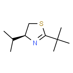 ChemSpider 2D Image | (4S)-4-Isopropyl-2-(2-methyl-2-propanyl)-4,5-dihydro-1,3-thiazole | C10H19NS