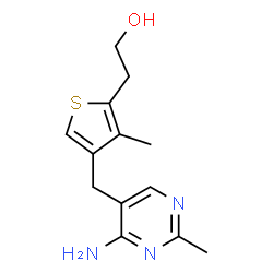 ChemSpider 2D Image | 2-{4-[(4-Amino-2-methyl-5-pyrimidinyl)methyl]-3-methyl-2-thienyl}ethanol | C13H17N3OS