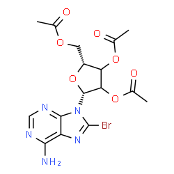 ChemSpider 2D Image | 8-Bromo-9-(2,3,5-tri-O-acetyl-beta-D-glycero-pentofuranosyl)-9H-purin-6-amine | C16H18BrN5O7