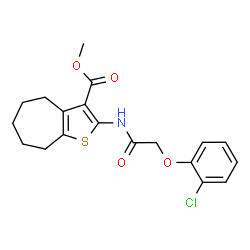 ChemSpider 2D Image | Methyl 2-{[(2-chlorophenoxy)acetyl]amino}-5,6,7,8-tetrahydro-4H-cyclohepta[b]thiophene-3-carboxylate | C19H20ClNO4S