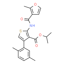 ChemSpider 2D Image | Isopropyl 4-(2,5-dimethylphenyl)-2-[(2-methyl-3-furoyl)amino]-3-thiophenecarboxylate | C22H23NO4S