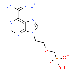 ChemSpider 2D Image | Hydrogen [(2-{6-[amino(iminio)methyl]-9H-purin-9-yl}ethoxy)methyl]phosphonate | C9H13N6O4P