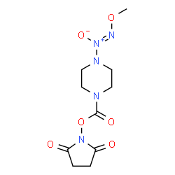 ChemSpider 2D Image | 1-[({4-[(Z)-Methoxy-NNO-azoxy]-1-piperazinyl}carbonyl)oxy]-2,5-pyrrolidinedione | C10H15N5O6